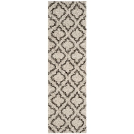 Flowers First 2 ft. 3 in. x 8 ft. Hudson Shag Power Loomed Runner Rug, Ivory & Grey FL1889494